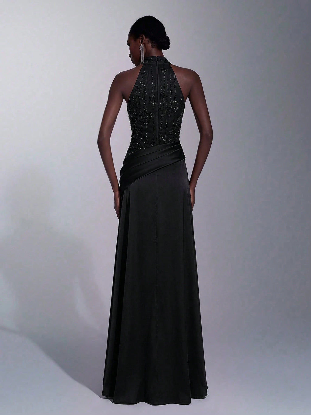 Elitara Elegant, , Fashionable Green Sequin Embroidered Satin Patchwork Pleated Decor A-Line Long Formal - image 12