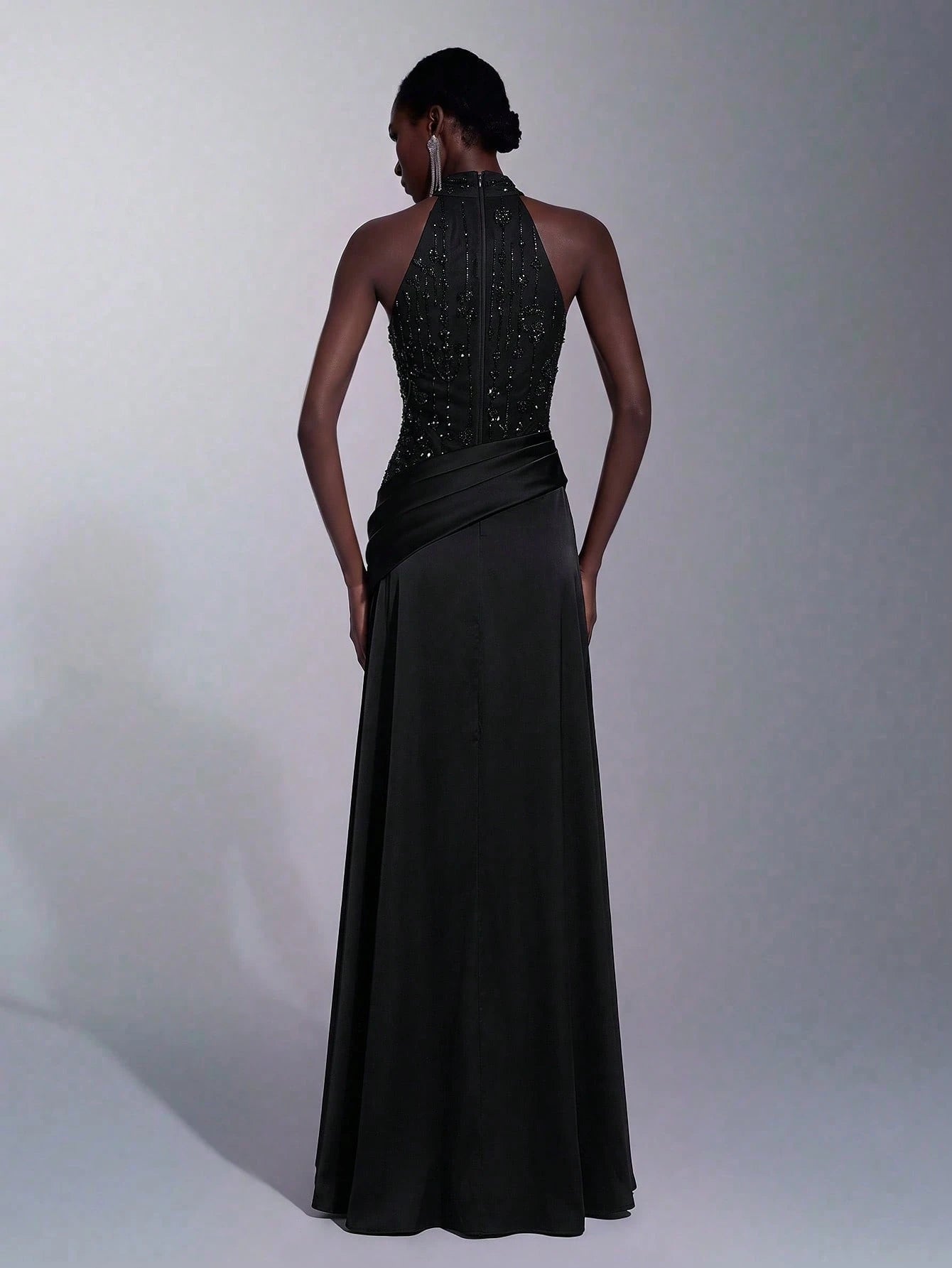 Elitara Elegant, , Fashionable Green Sequin Embroidered Satin Patchwork Pleated Decor A-Line Long Formal - image 12