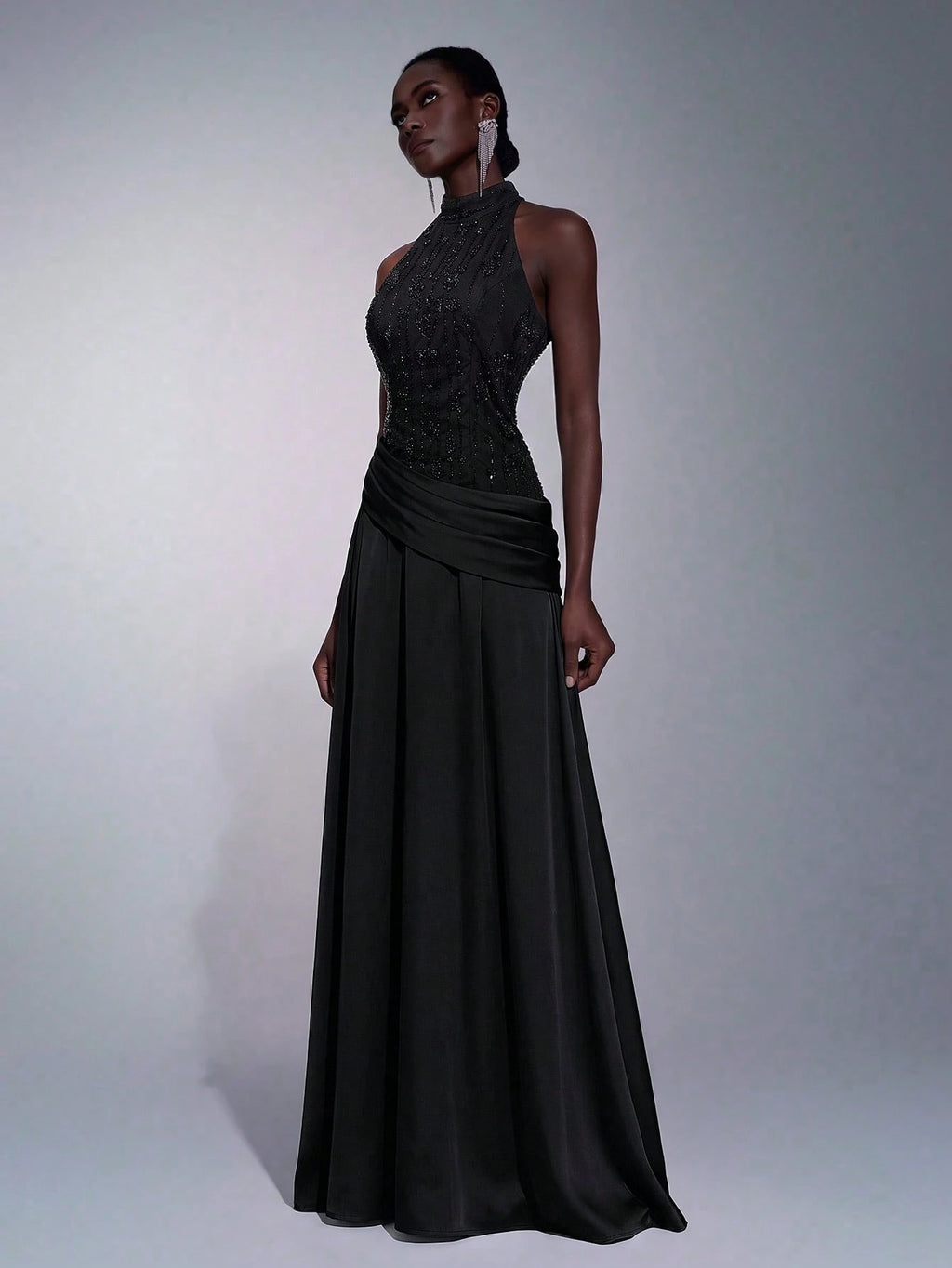 Elitara Elegant, , Fashionable Green Sequin Embroidered Satin Patchwork Pleated Decor A-Line Long Formal - image 14
