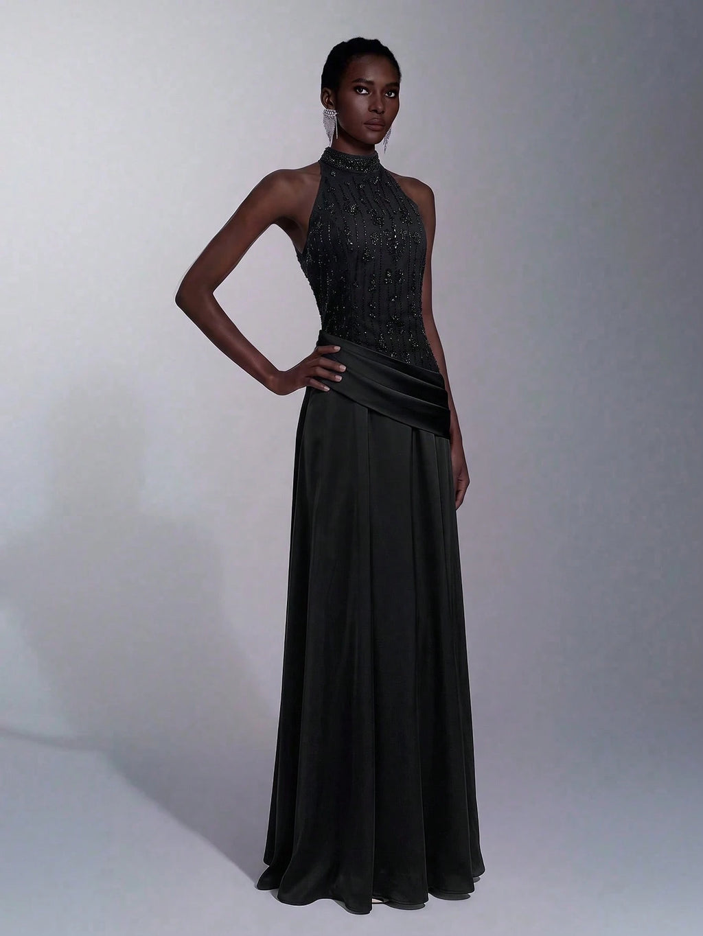 Elitara Elegant, , Fashionable Green Sequin Embroidered Satin Patchwork Pleated Decor A-Line Long Formal - image 17