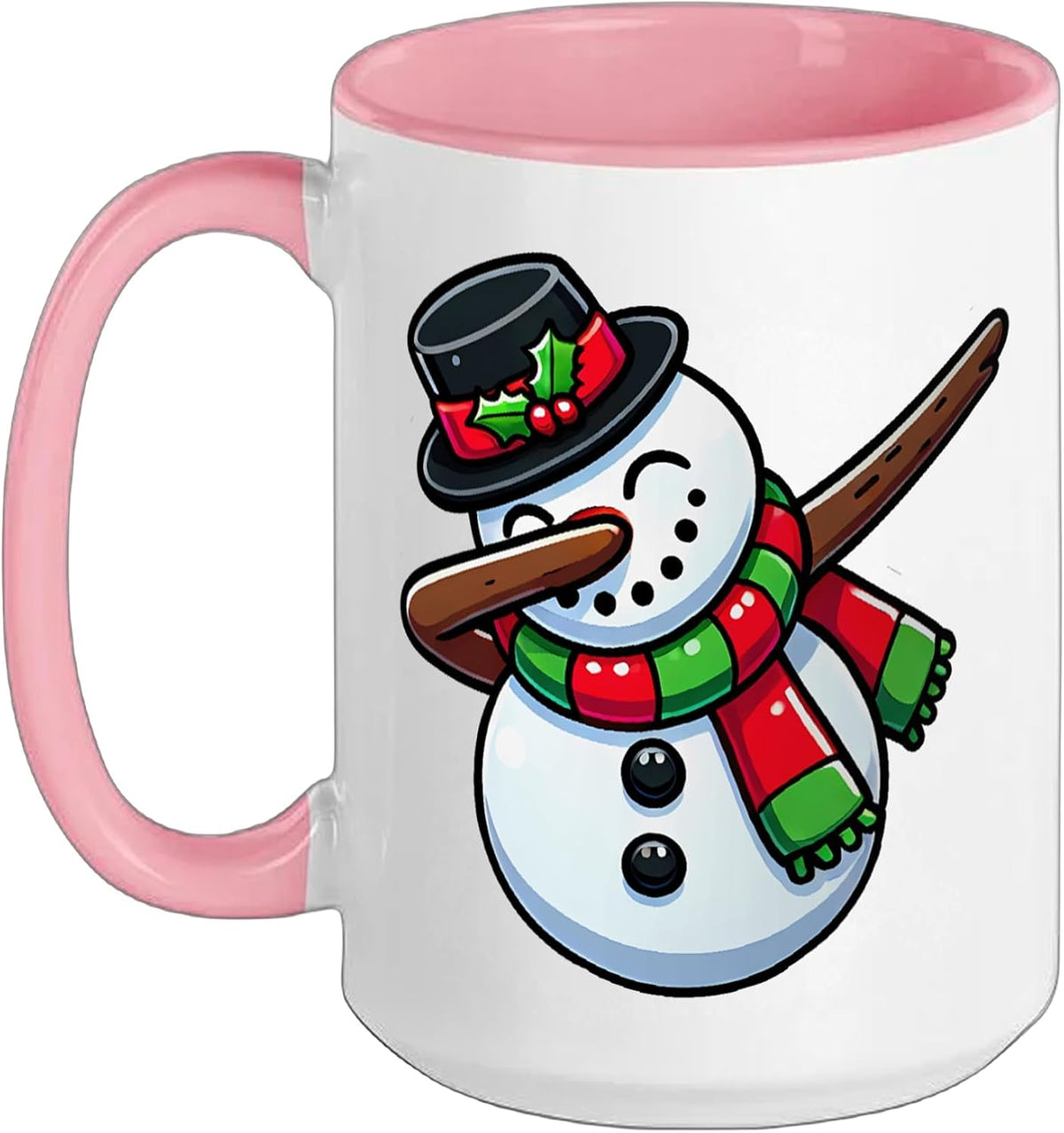 Dabbing Snowman Santa Hat Christmas Ceramic Mug