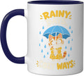 Rainy Cozy Ways Cat Umbrella Dark Ceramic Mug