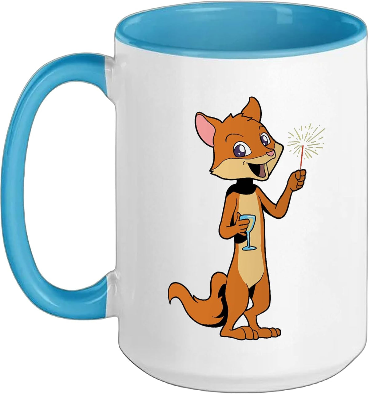 Fox With Sparkler Champagne New Year Ceramic Mug