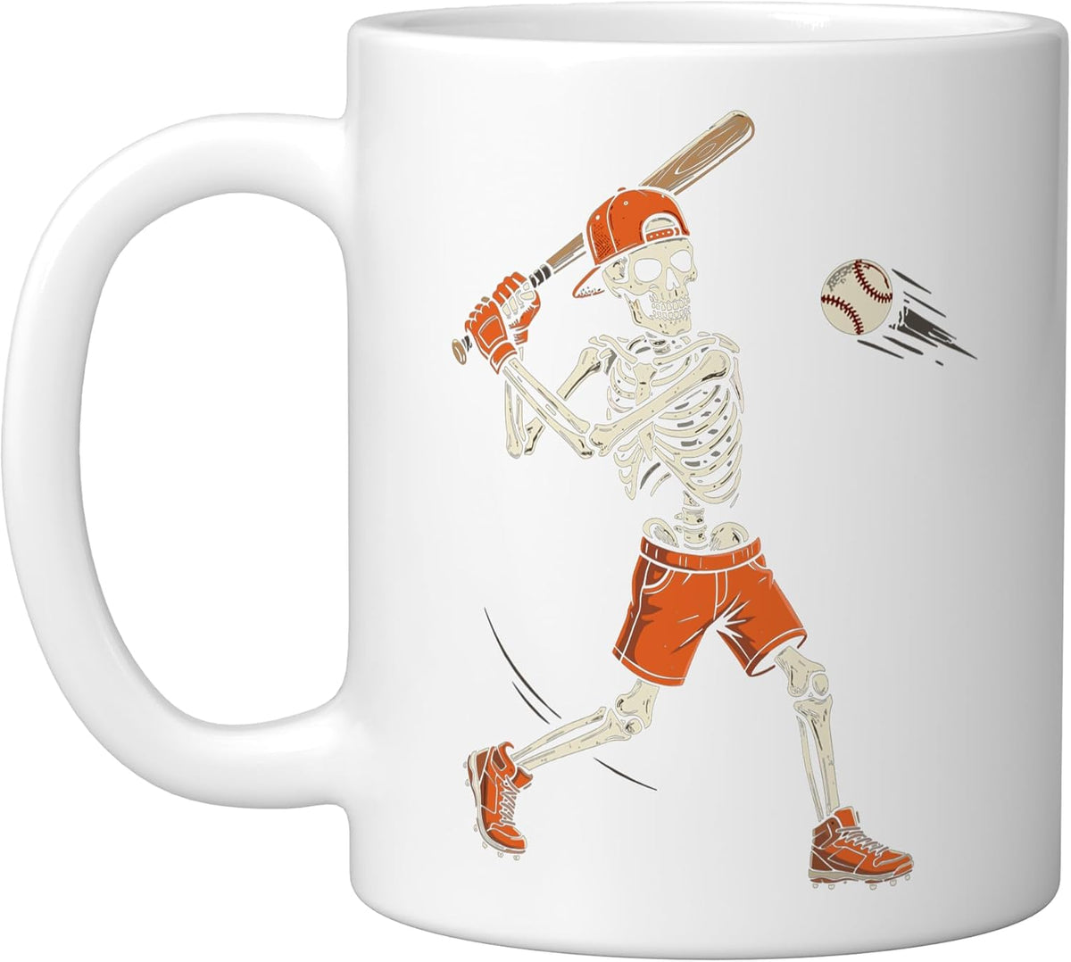 Halloween Skeleton Baseball Player Ceramic Mug