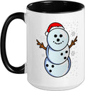 Cute Snowman in Santa Hat Christmas Ceramic Mug
