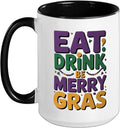 Eat Drink Be Merry Gras Festive Mardi Gras Ceramic Mug