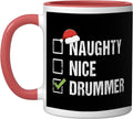 Naughty Nice Drummer Drumming Santa Christmas Ceramic Mug