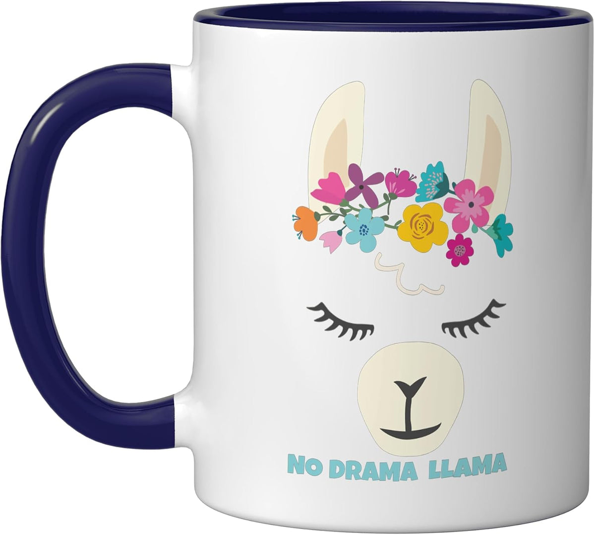 Cute Llama Flower Crown No Drama Llama Quote Ceramic Mug