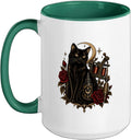 Black Cat Moon Roses Tattoo Ink Mug