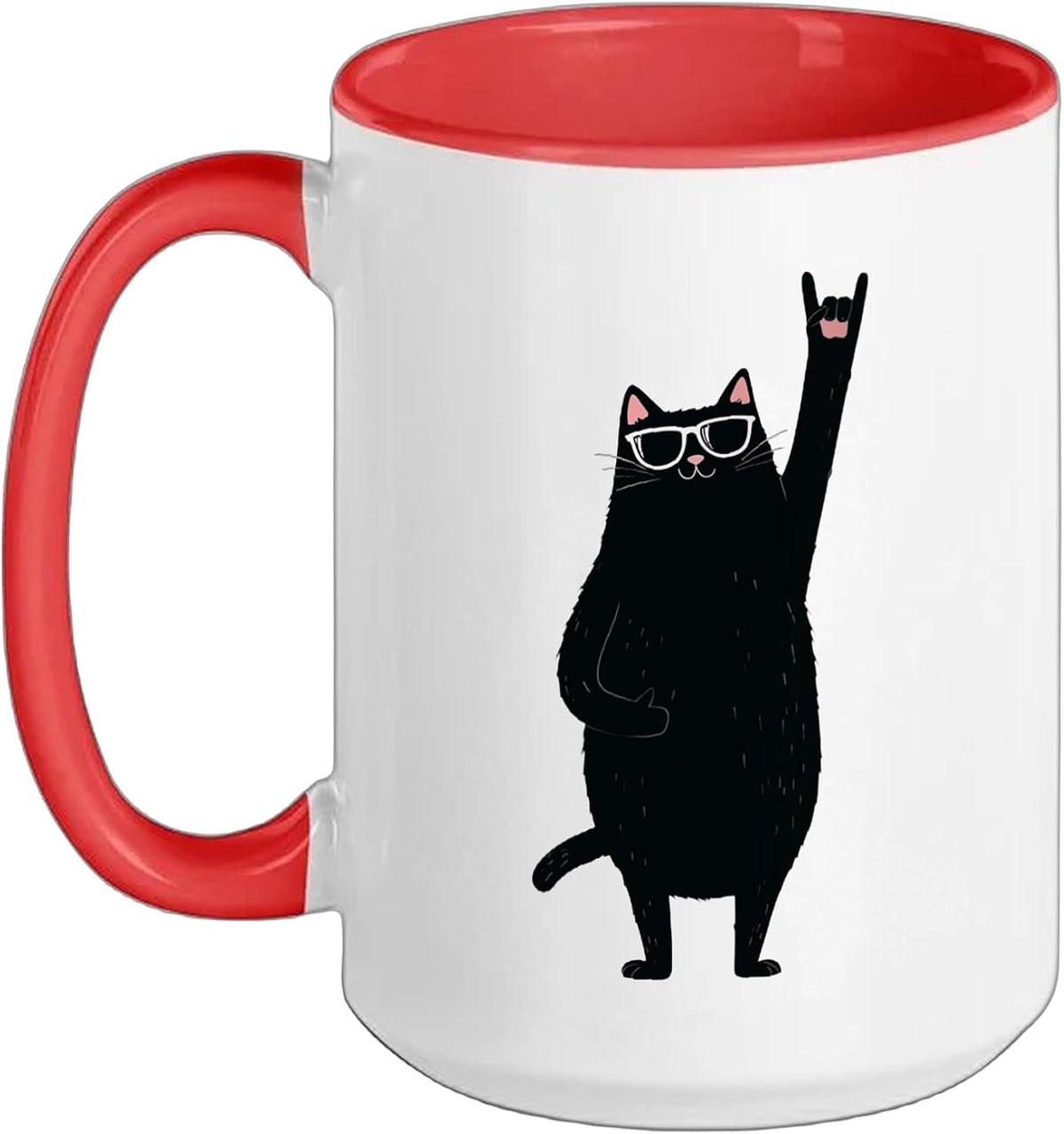 Cool Cat Rock On Black Cat Sunglasses Funny Design Fall Ceramic Mug