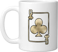 Gold Queen Of Clubs Playing Card Lucky Casino Ceramic Mug