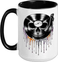 Skull Record Player Dark Gothic Music Halloween Ceramic Mug