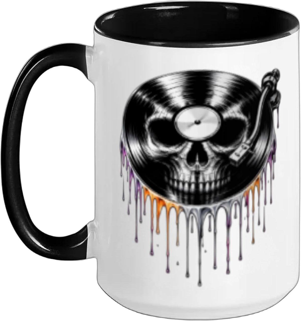 Skull Record Player Dark Gothic Music Halloween Ceramic Mug