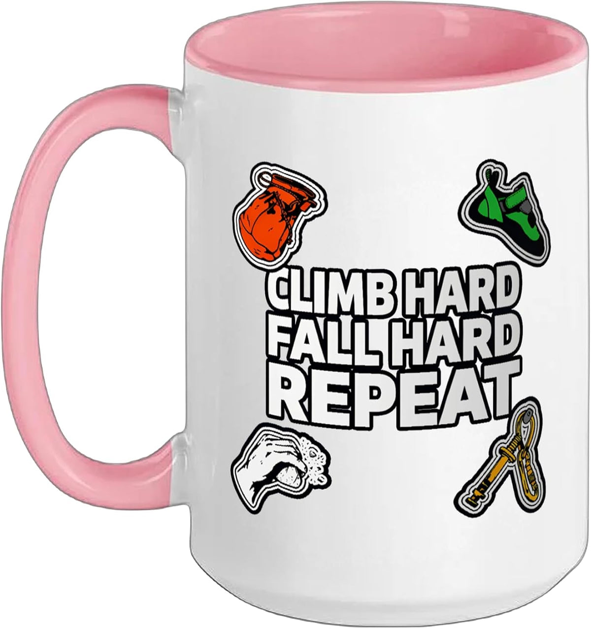 Bouldering Rock Climb Hard Fall Repeat Ceramic Mug