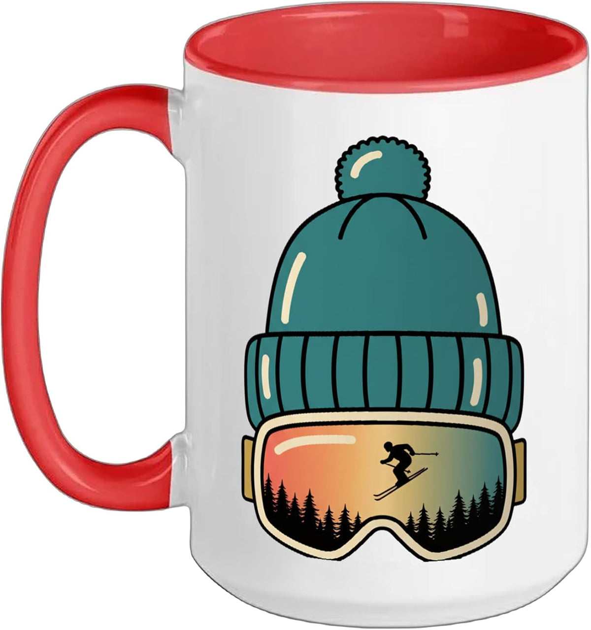 Ski Beanie Goggles Winter Skiing Vacation Mountain Resort Ceramic Mug