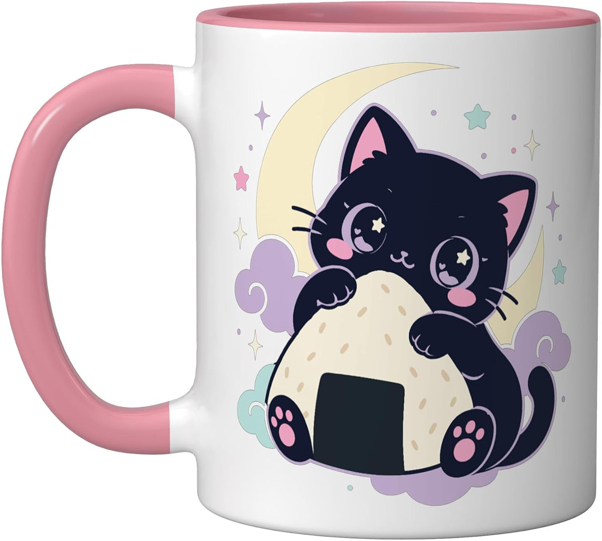 Black Cat Onigiri Pastel Goth Ceramic Mug