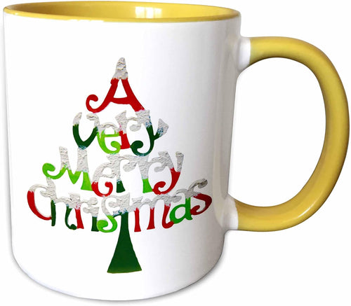 A Very Merry Christmas Typography Tree Ceramic Mug