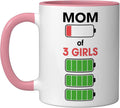 Mom of 3 Girls Battery Level Funny Low Energy Ceramic Mug