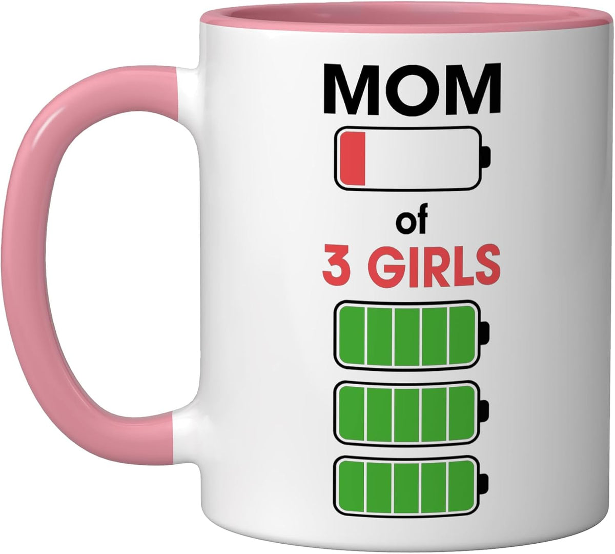 Mom of 3 Girls Battery Level Funny Low Energy Ceramic Mug