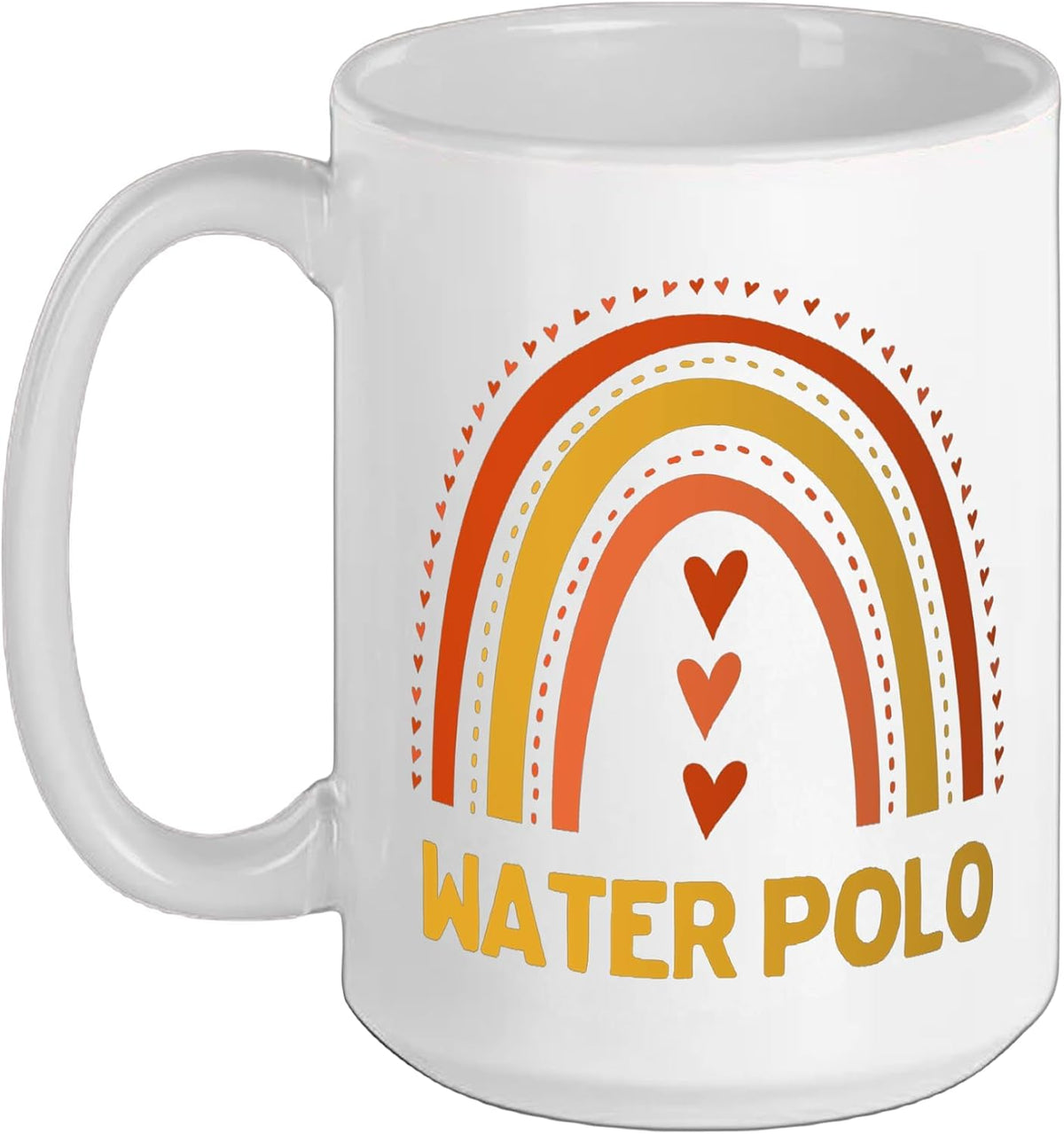 Boho Rainbow With Hearts Water Polo Ceramic Mug