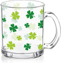 Fysuimu Patrick's Glass Handle Coffee Cup Green Shamrock Ceramic Mug