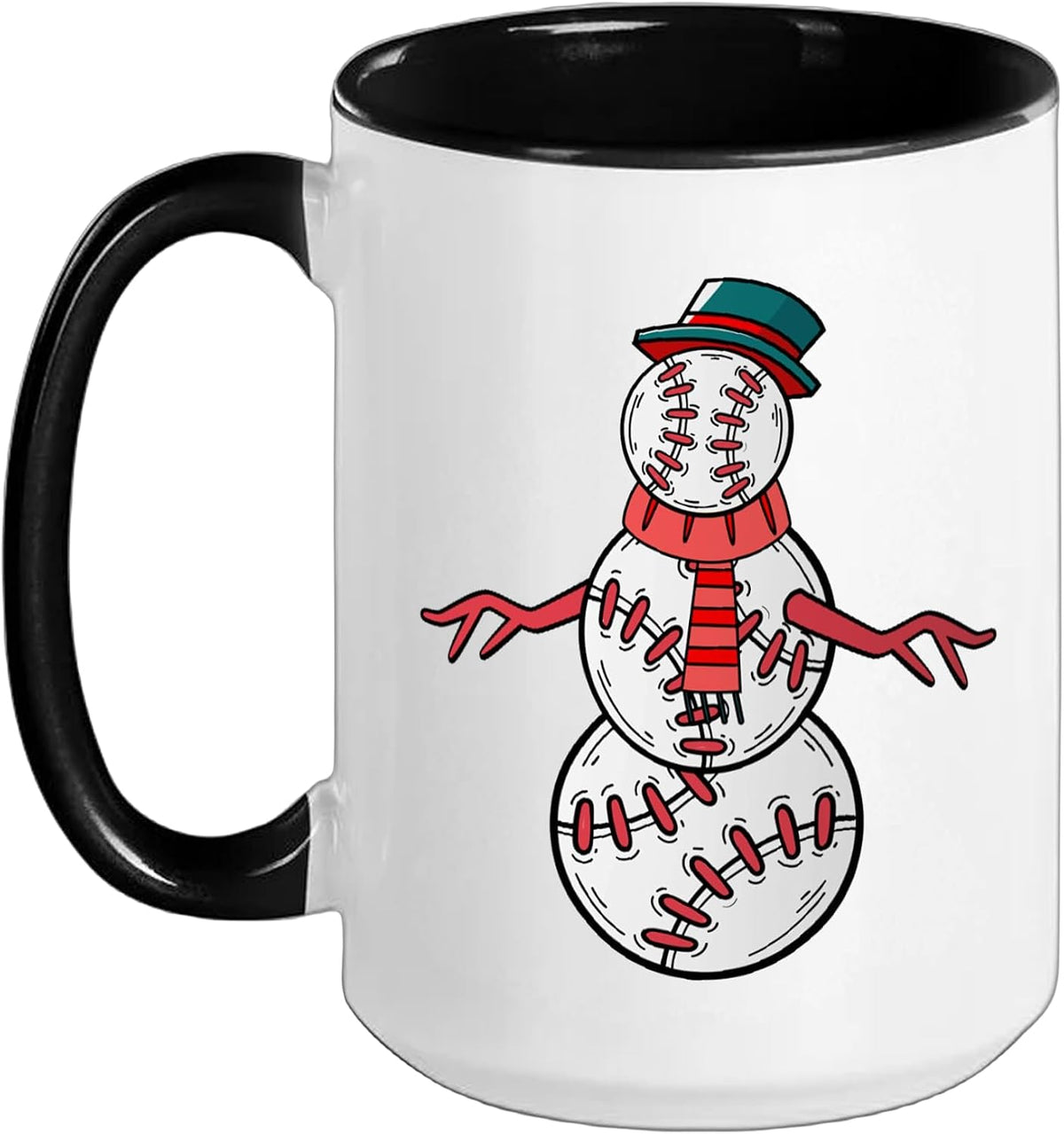 Baseball Snowman Baseball Lover Christmas Ceramic Mug