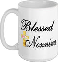 Blessed Nonnina Italian Grandma Floral Cross Religious Ceramic Mug