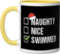 Naughty or Nice Swimmer Santa Hat Ceramic Mug