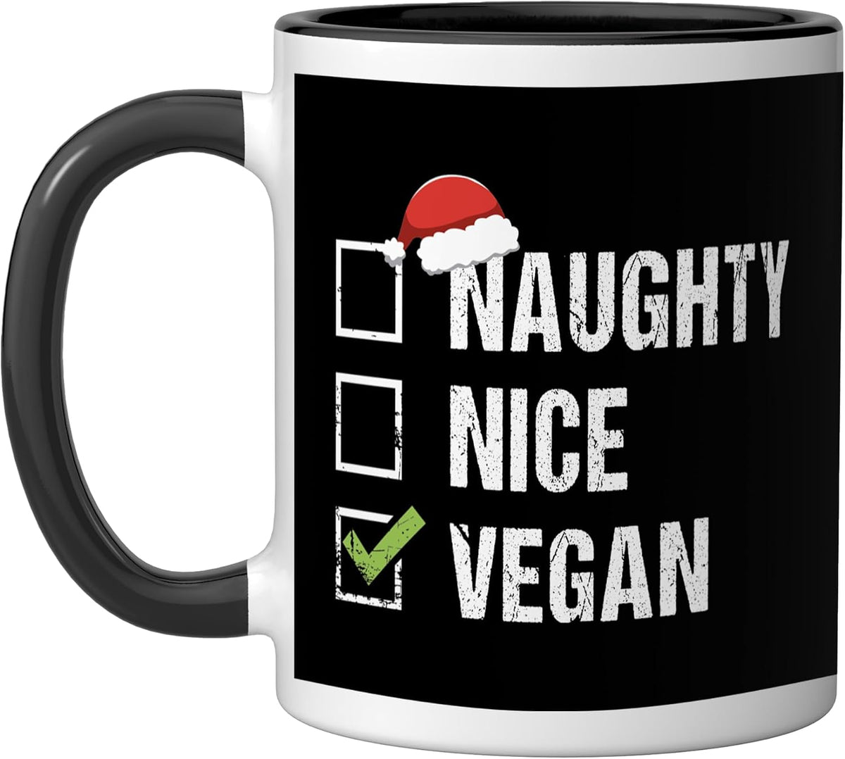Naughty Nice Vegan Santa Christmas Ceramic Mug