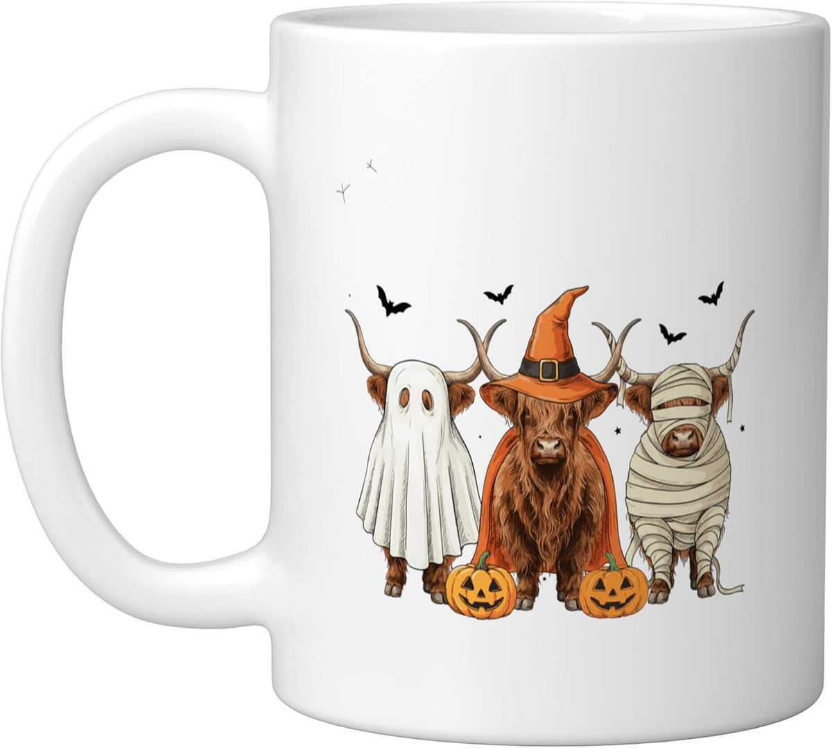 Highland Cow Halloween Pumpkin Spooky Season Costume Ceramic Mug