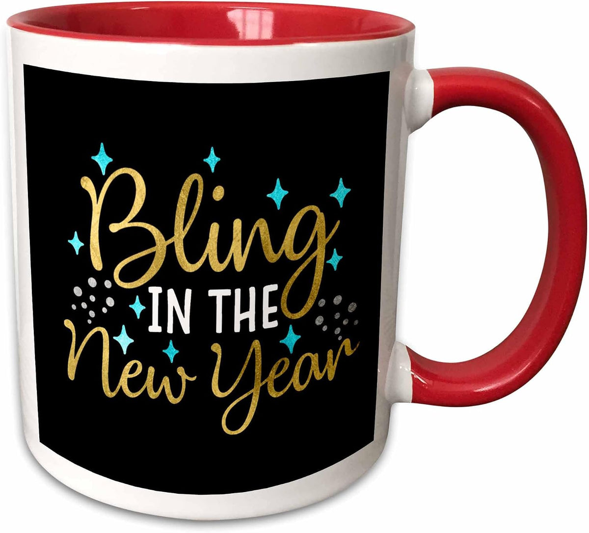 Bling In New Year Gold Colored Text On Black Ceramic Mug