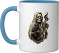 Skeleton Ghost Drinking Coffee Halloween Cat Costume Ceramic Mug
