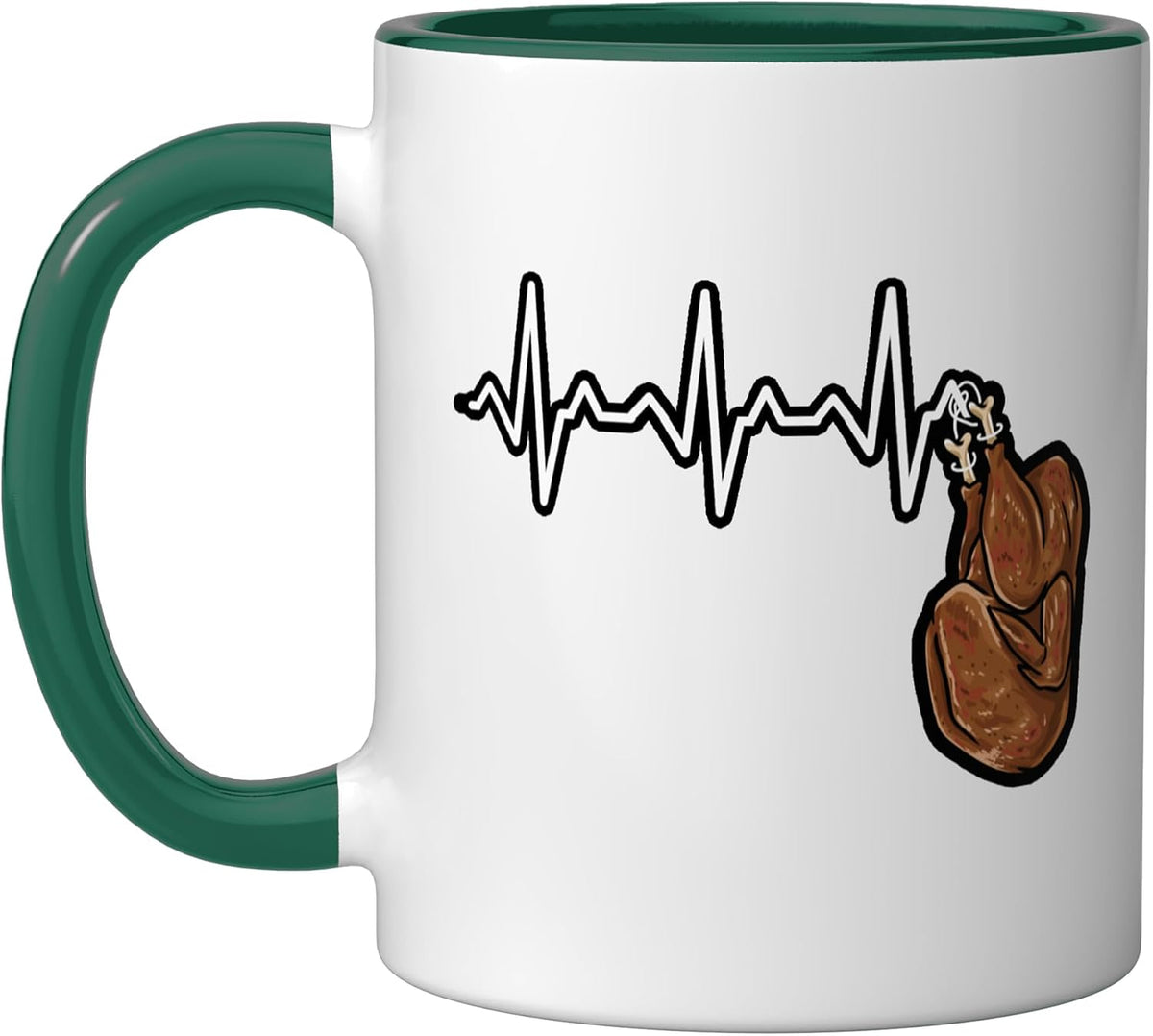 Thanksgiving Turkey Heartbeat Dark Ceramic Mug
