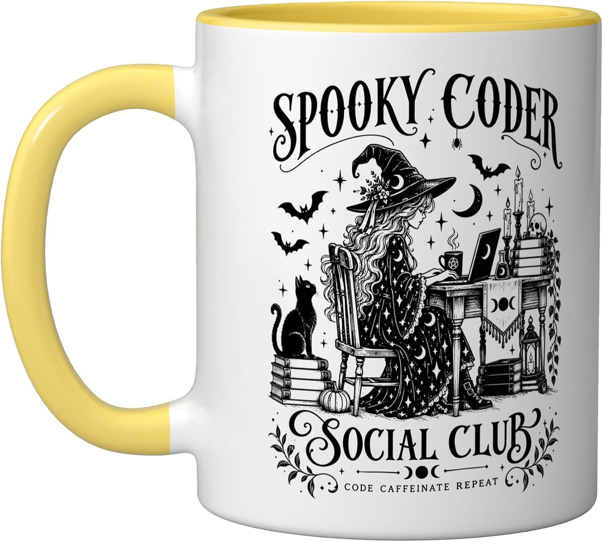 Halloween Coding Witch Spooky Coder Social Club Programmer Ceramic Mug