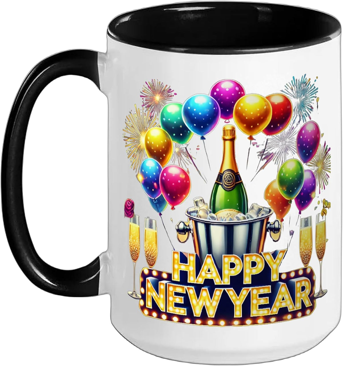Happy New Year Champagne Party Ceramic Mug
