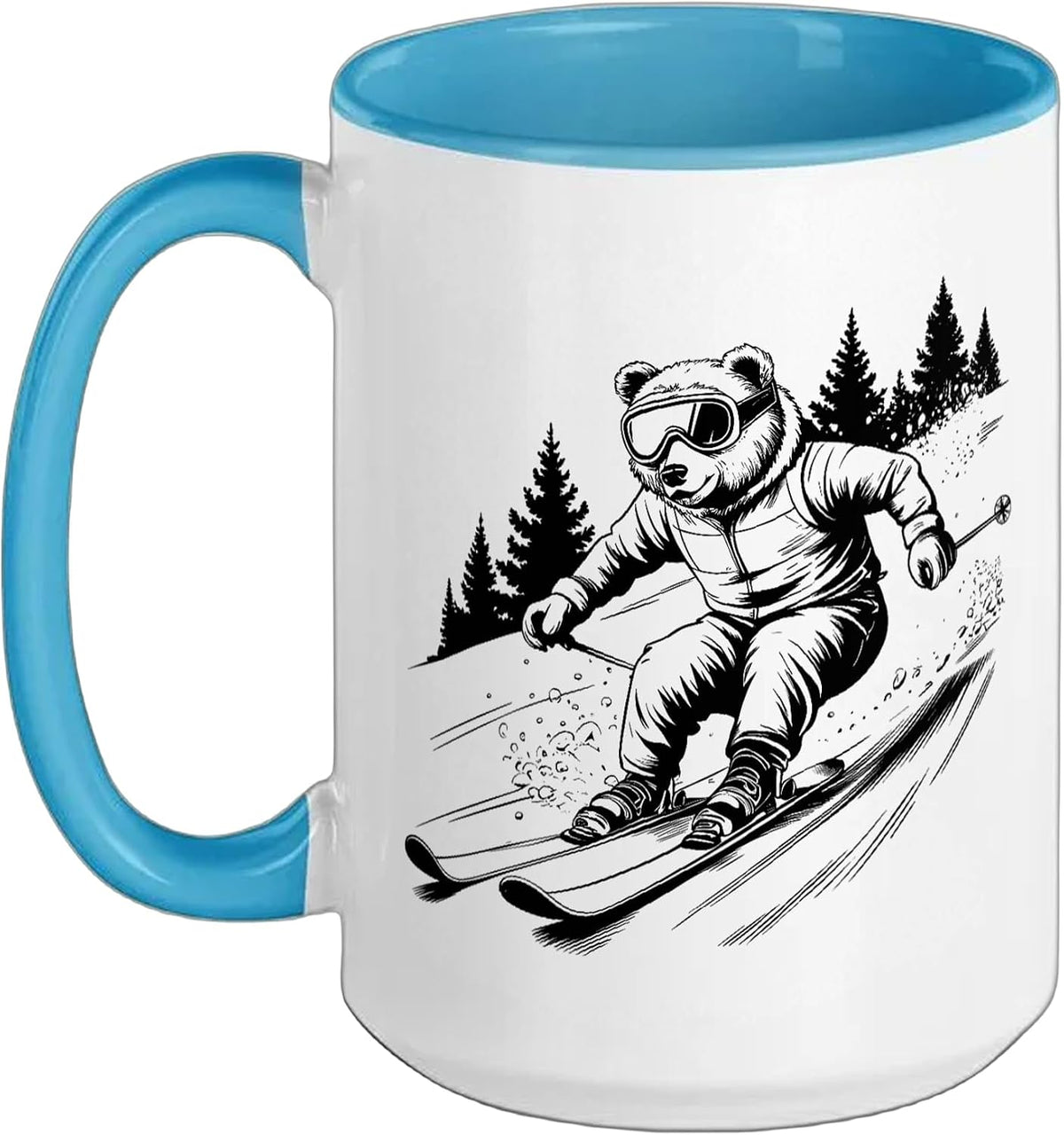 Cute Ice Polar Bear Ski Skiing Snow Holidays Men Woman Kids Mug