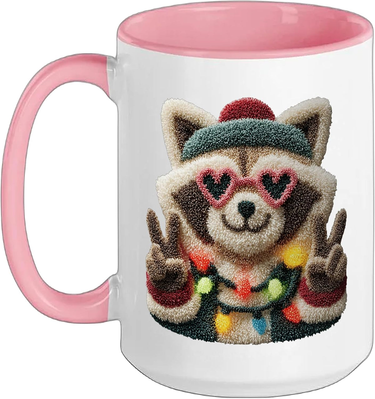 Cute Raccoon Funny Animal Retro Style Winter Theme Design Ceramic Mug