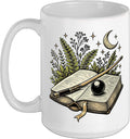 Witchy Spell Book Crystal Ball Wand Botanical Night Ceramic Mug