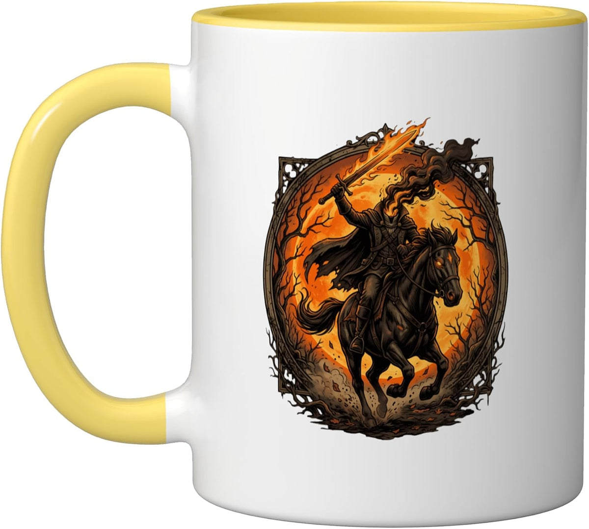 Headless Horseman Flaming Sword Moonlight Ceramic Mug
