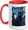 Black Cat Starry Night Van Gogh Ceramic Mug