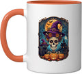 Skeleton Holding Cat Halloween Costume Spooky Season Ceramic Mug