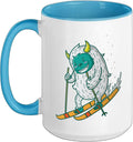 Yeti Skiing In Winter Cute Snow Monster Cartoon Ceramic Mug