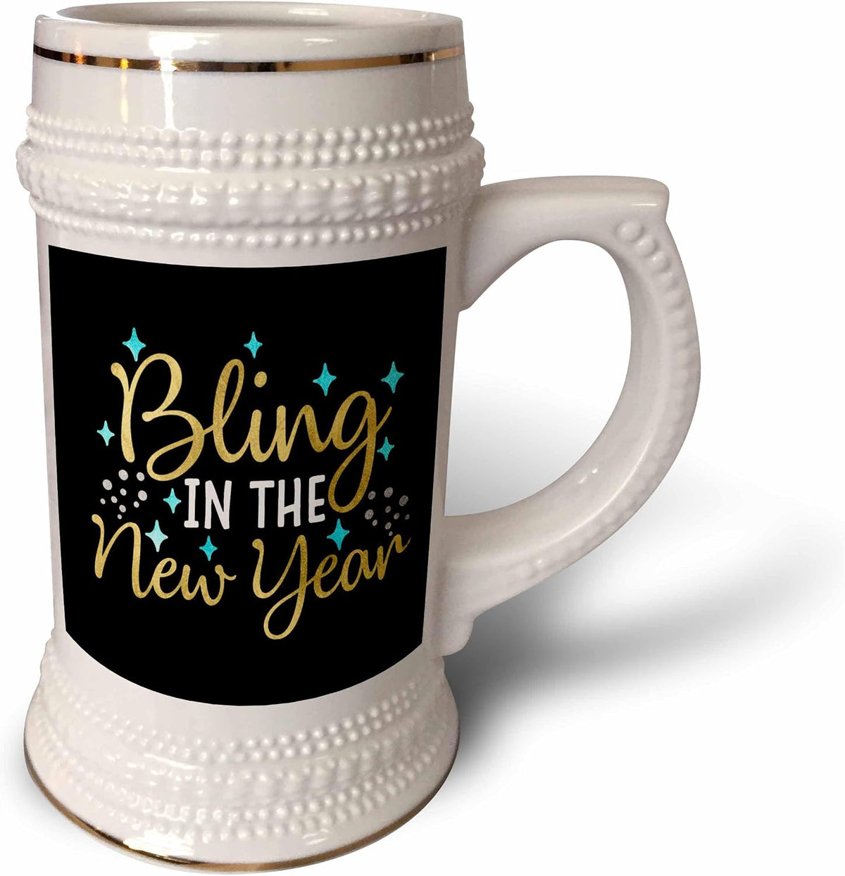 Bling Year Gold Colored Text Black Aqua Accents Ceramic Mug