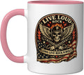 American Flag Biker Skull Rock Roll Ceramic Mug