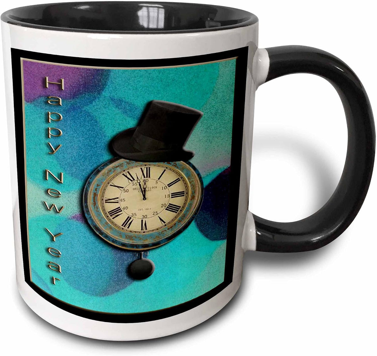 Top Hat On Clock Happy New Year Ceramic Mug