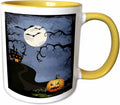 Halloween Haunted House with Moon Tree Ceramic Mug