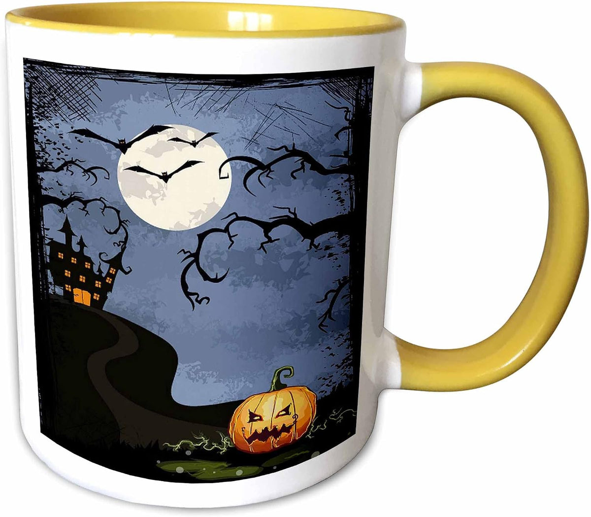 Halloween Haunted House with Moon Tree Ceramic Mug