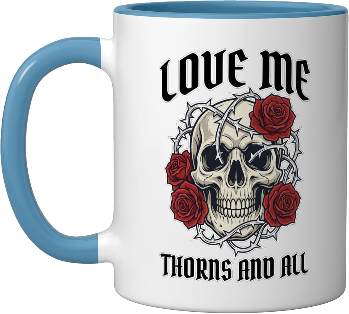 Skull Roses Crown Thorns Gothic Skull Tattoo Ceramic Mug