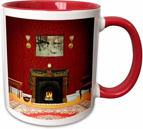 A Room Decorated for Christmas Ceramic Mug