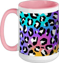 Blue, Purple, Pink And Yellow Leopard Print Ceramic Mug